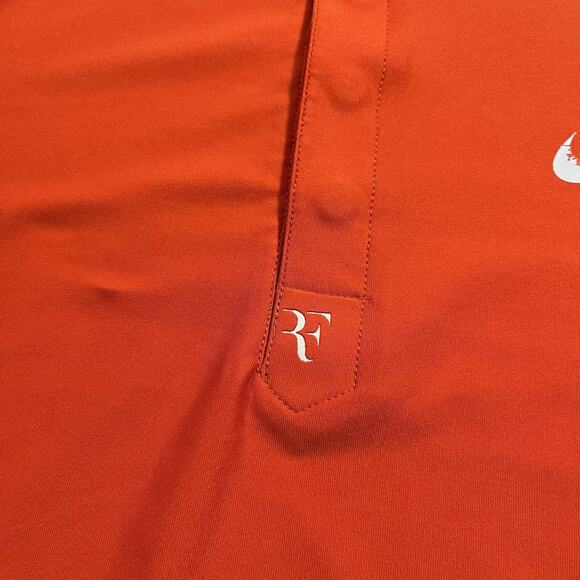 Nike Roger Federer Polo Shirt Mens L Orange Henley Tennis RF 2010 Indian Wells - Picture 6 of 15